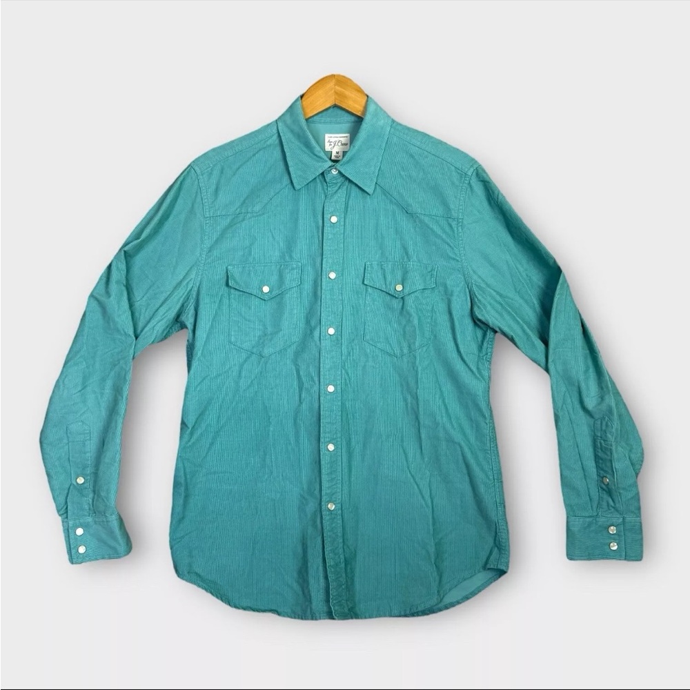 J.CREW Corduroy Twin Long Sleeve Button Up Pocket Shirt Mens Medium Green